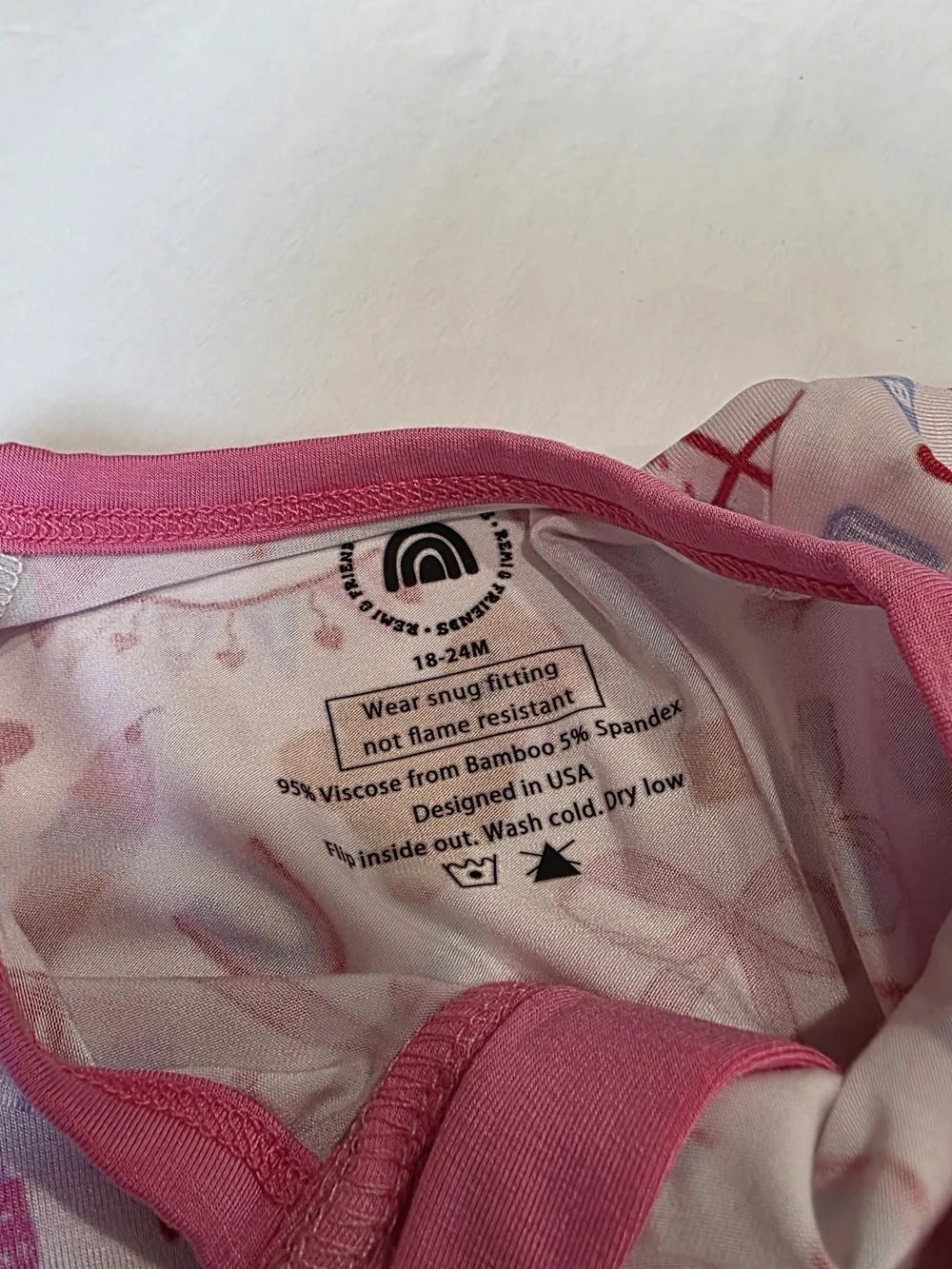 Remi & Friends Pink Teddy Bear Print Girl Kids Bamboo Zipper Convertible 18/24 M